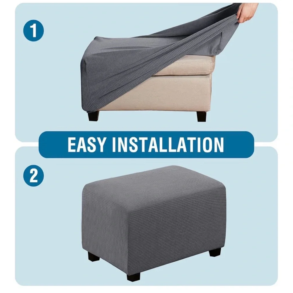 Gray Textured Ottoman Cover (A276)